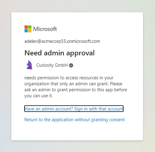 Microsoft admin approval message