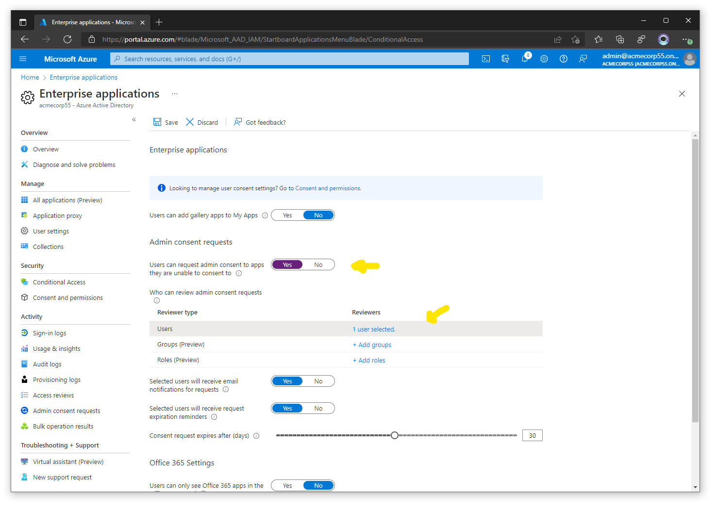 Enterprise Applications page