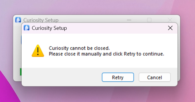 Error message during install or update