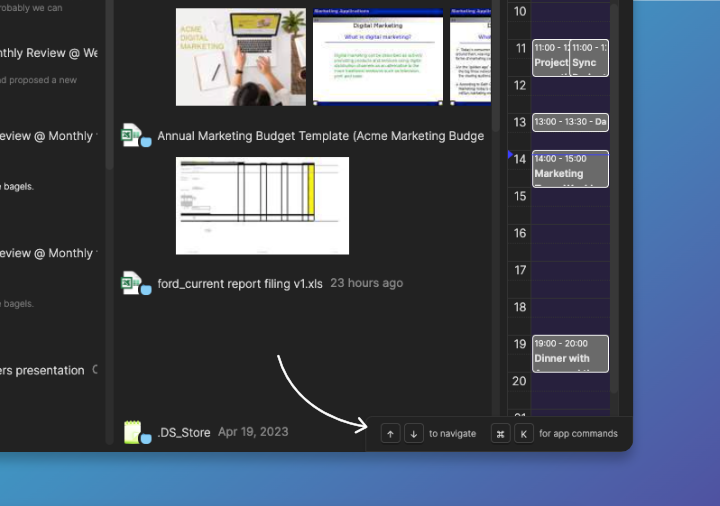 Keyboard navigation in the app