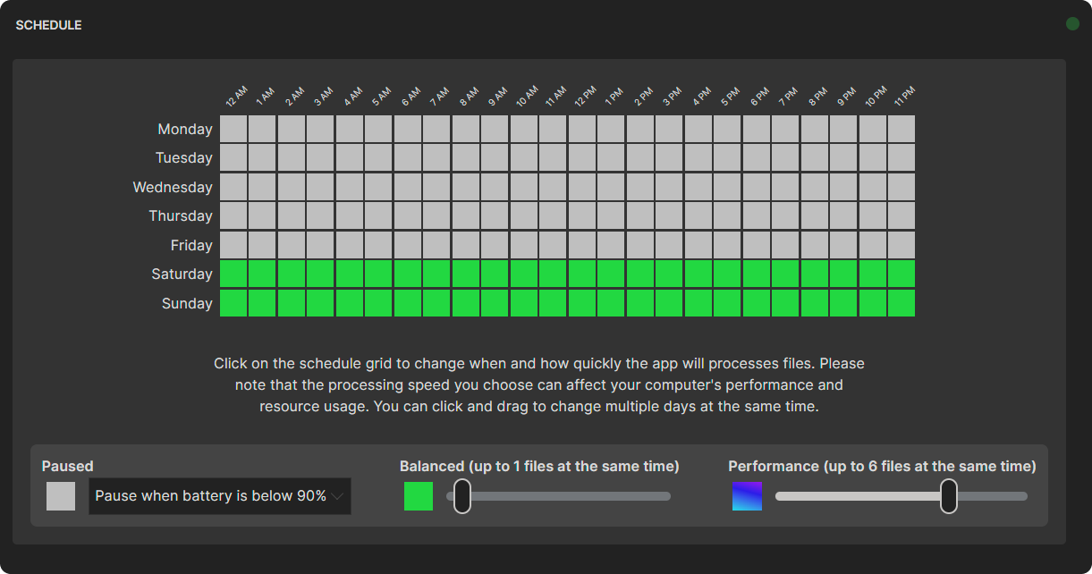 Indexing of files happens only during the weekends